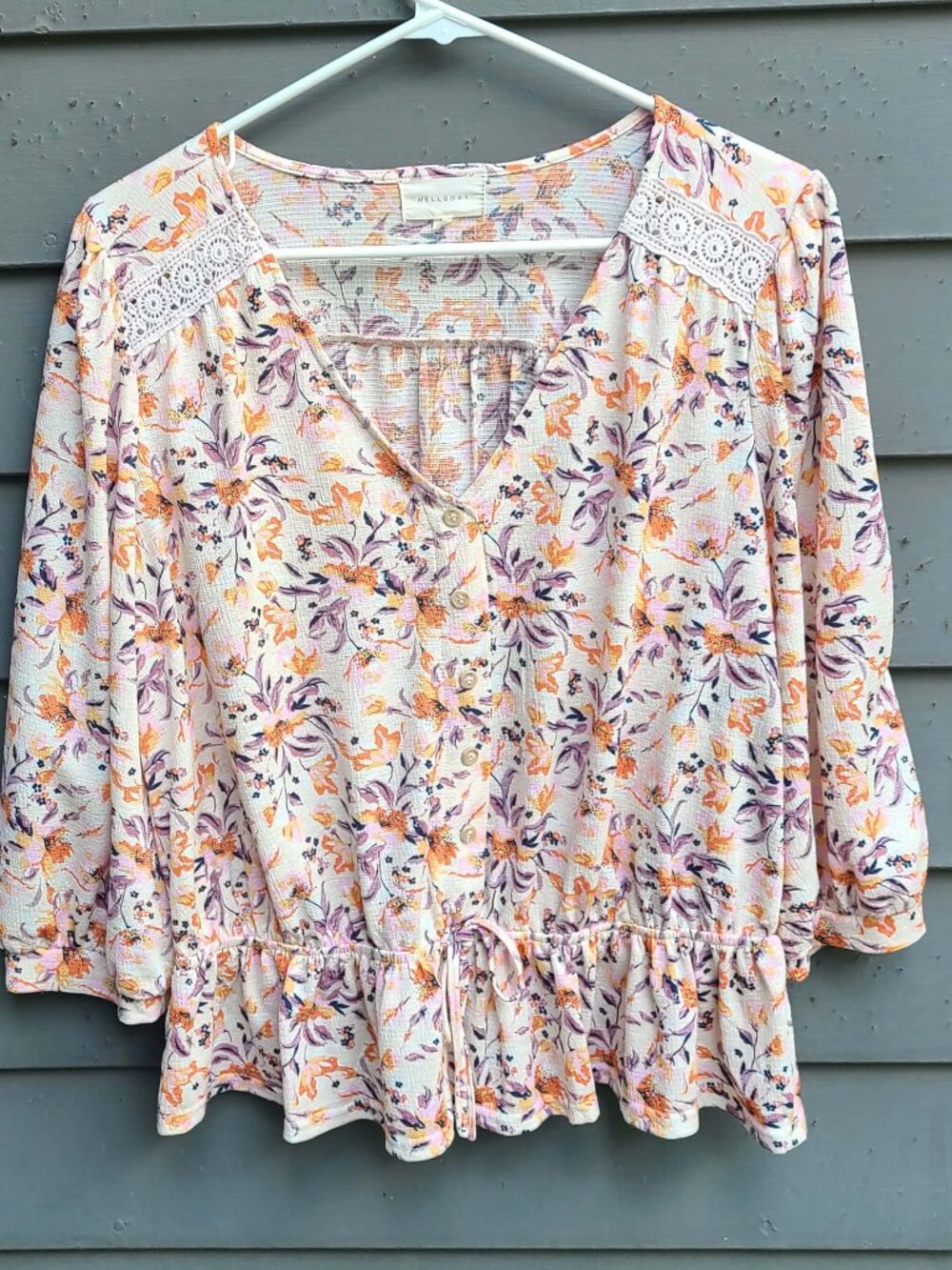 Melloday Cream Orange Brown Blouse size Medium
